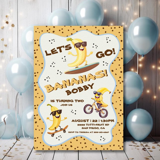 Lass uns Bananas Sporty Funny Birthday Party gehen Einladung (Von Creator hochgeladen)