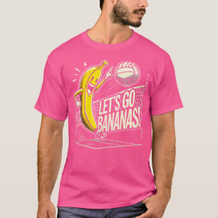 Lass uns Bananen-Volleyball-Spieler mit lustiger B T-Shirt