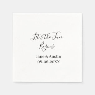 lass uns beginnen Hochzeitspaar Name Datum einfach Serviette