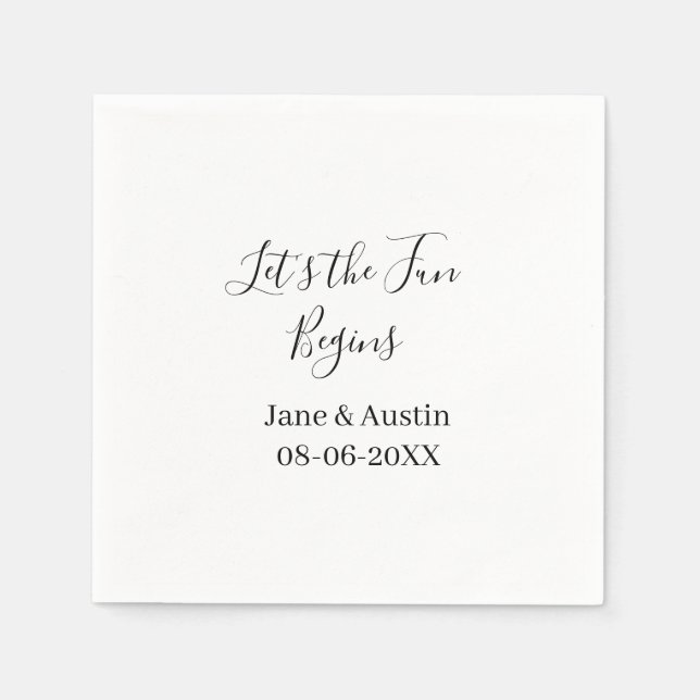 lass uns beginnen Hochzeitspaar Name Datum einfach Serviette (Vorderseite)