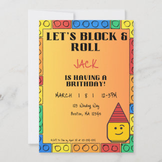 Lass uns Block & Roll Geburtstagseinladung Einladung