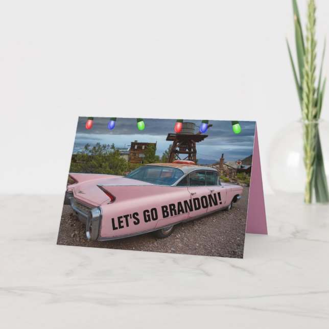 LASS UNS BRANDON GEHEN! PINK CADDY CHRISTMAS CARDS KARTE (Vorderseite)