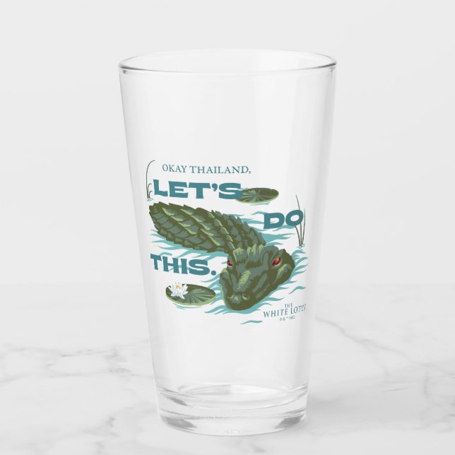 "Lass uns das machen" Alligator - der weiße Lotus Glas (Vorderseite)