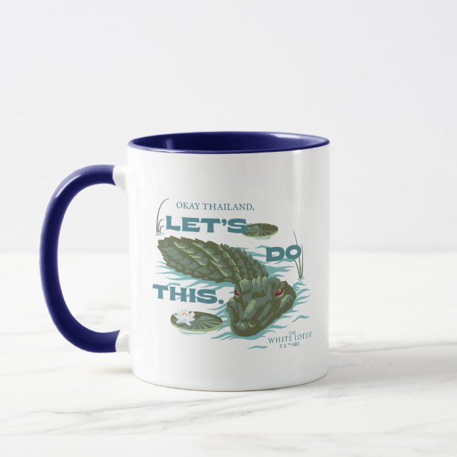 "Lass uns das machen" Alligator - der weiße Lotus Tasse (Links)