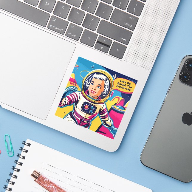 Lass uns den Patriarchenfeministen zerschlagen. Aufkleber (Laptop mit iPhone)