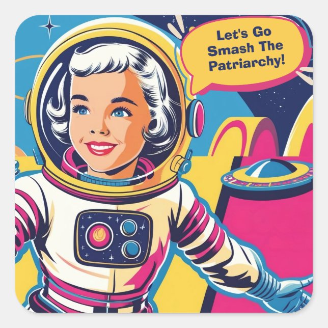 Lass uns den Patriarchenfeministen zerschlagen. Quadratischer Aufkleber (Vorderseite)
