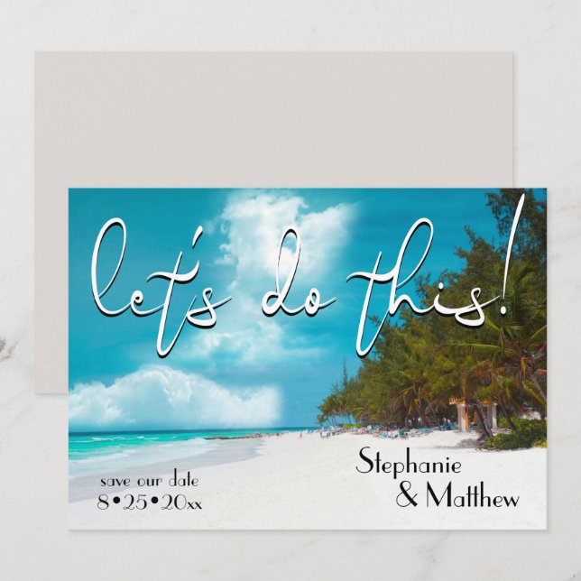 Lass uns diesen Strand Save the Date machen Einladung (Vorne/Hinten)