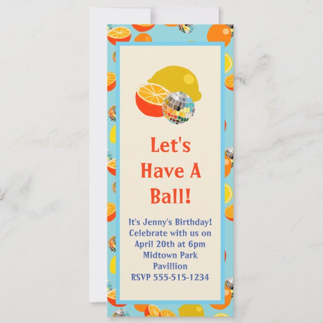 Lass uns einen Ball haben! Disco-Party Einladung (Vorderseite)