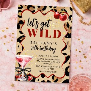 Lass uns einen Wild Cherry Martini Retro Glam Gebu Einladung