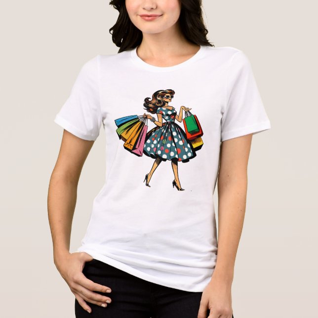 Lass uns einkaufen gehen! Funny Woman mit Taschen Tri-Blend Shirt (Vorderseite)