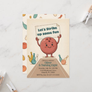 Lass uns etwas Spaß machen Bowling-Party Junge 8.  Einladung