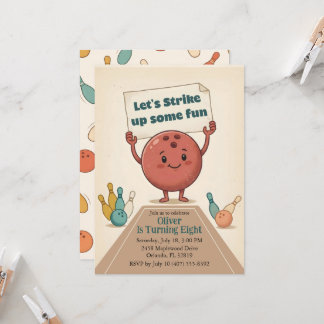 Lass uns etwas Spaß machen Bowling-Party Junge 8.  Einladung