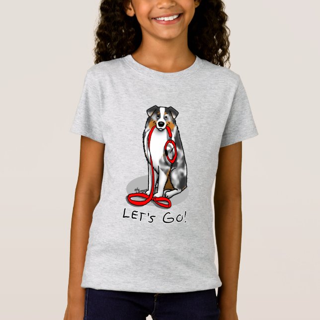 Lass uns gehen! Australischer Schäferhund (blaues  T-Shirt (Vorderseite)