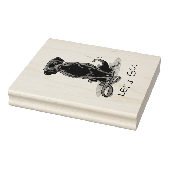 Lass uns gehen! Black Labrador Retriever - Niedlic Gummistempel (Stempel)