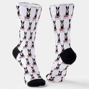 Lass uns gehen! Boston Terrier (schwarz) Witzhund Socken