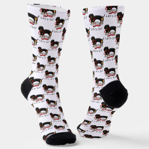 Lass uns gehen! Dackel Hund (schwarz und braun) Wi Socken