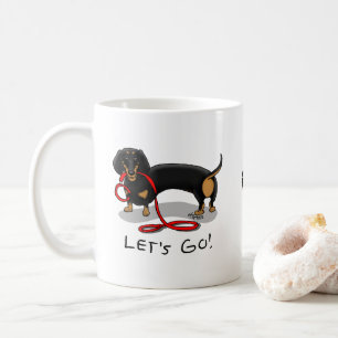 Lass uns gehen! Dackel (schwarz und braun) Hundehu Kaffeetasse