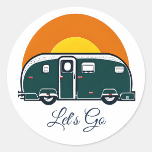Lass uns gehen! Fun Retro RV Runder Aufkleber