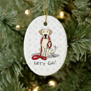 Lass uns gehen! Gelbes Labrador Retriever - Niedli Keramik Ornament
