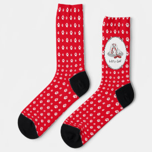 Lass uns gehen! Malteser Hund mit Red Leash Niedli Socken