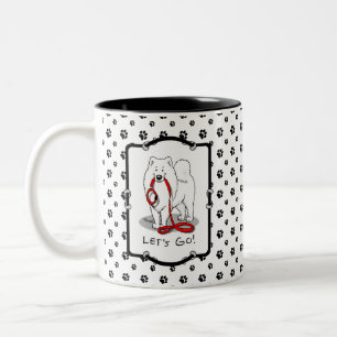 Lass uns gehen! Samoyed & Leine Zweifarbige Tasse