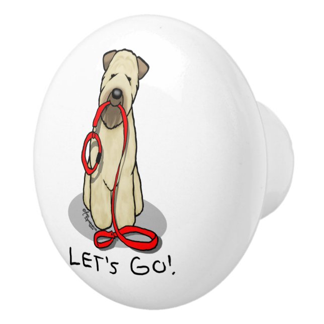 Lass uns gehen! Walk Wheaten Terrier Dog (Weizen 1 Keramikknauf (Rechts)