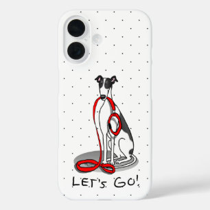 Lass uns gehen! (zu Fuß) Greyhound Hund (Schwarz-w iPhone 16 Hülle