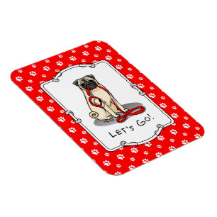 Lass uns gehen! (zu Fuß) Mops Hund (leicht gefaell Magnet