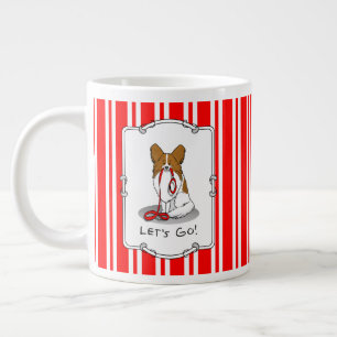 Lass uns gehen! (zu Fuß) Papillon (weiß & rot) Hun Jumbo-Tasse