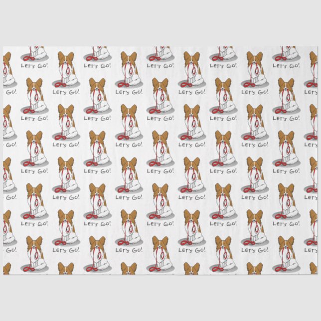 Lass uns gehen! (zu Fuß) Papillon (weiß & rot) Hun Seidenpapier (Vorderseite)