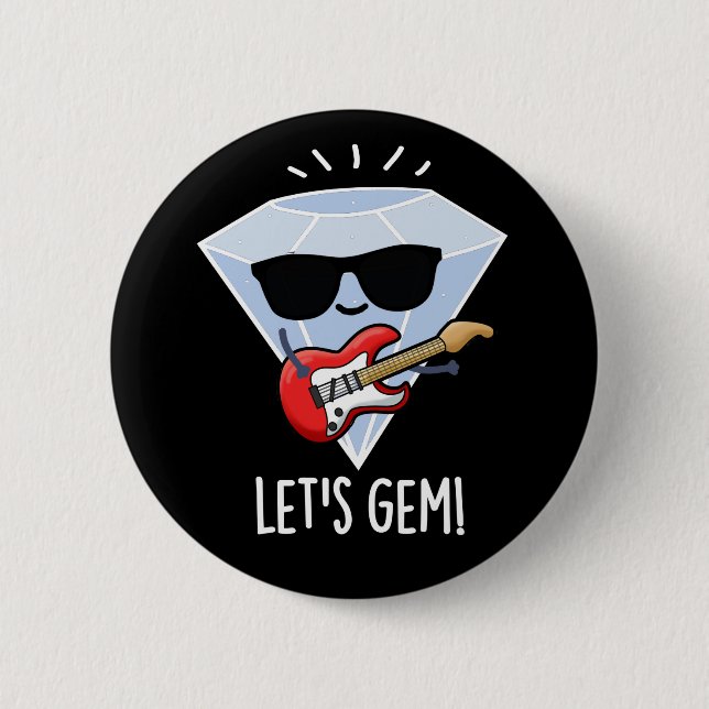 Lass uns Gem Funny Jewel Pun Dark BG Button (Vorderseite)