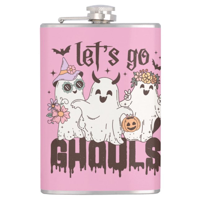 Lass uns Ghouls Halloween gehen Flachmann (Vorderseite)