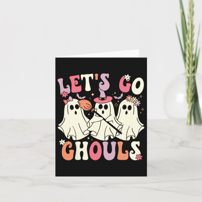Lass uns Ghouls Halloween Ghost Kostüm Retro Groo  Karte (Vorderseite)