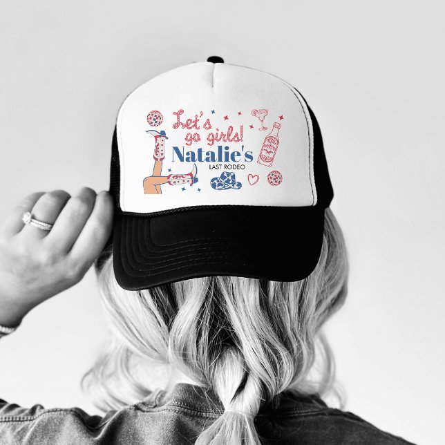 Lass uns Girls Cowgirl gehen Last Rodeo Bacheloret Truckerkappe (Von Creator hochgeladen)