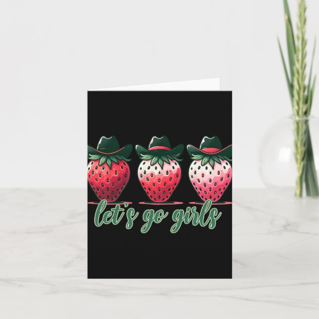 Lass uns Girls Junggeselinnen-Abschied Erdbeeren W Karte (Vorderseite)
