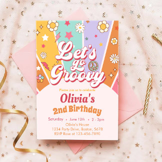 Lass uns Groovy Daisy Boho zum Geburtstag einladen Einladung