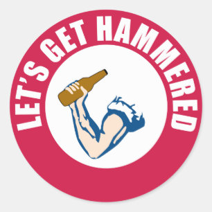 Lass uns Hammered holen Runder Aufkleber