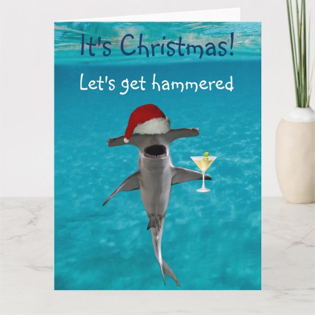 Lass uns Hammered Weihnachtshai holen Karte (Vorderseite)