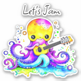 Lass uns Jam | Kraken, akustische Gitarre spielen Aufkleber