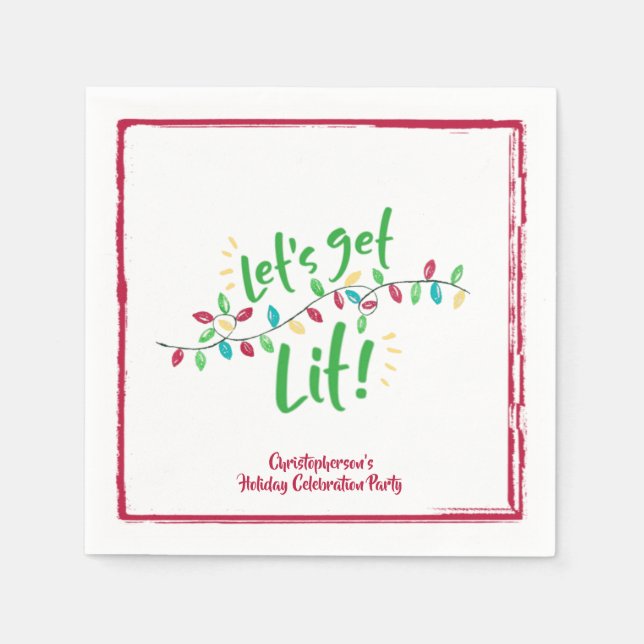LASS UNS LIT WERDEN | Urlaubsbeleuchtung | Rote Gr Serviette (Vorderseite)