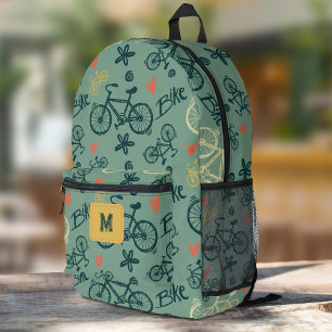 Lass uns modernes grünes Fahrrad-Muster fahren Bedruckter Rucksack