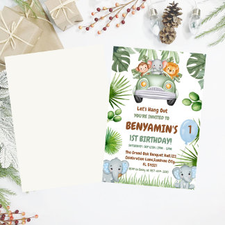 Lass uns OuT Baby Elephant zum ersten Geburtstag h Einladung