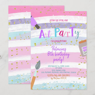 Lass uns Paint Art Party zum Geburtstag einladen Einladung