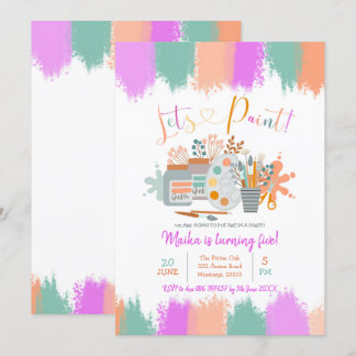 Lass uns Paint Art Party zum Geburtstag einladen Einladung