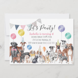 Lass uns Pawty Hund zum Geburtstag haben Einladung