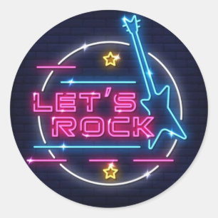 Lass uns Rock Retro Neon Runde machen Runder Aufkleber