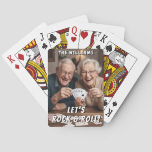 Lass uns Rock und Roll Funny Personalisiertes Foto Spielkarten