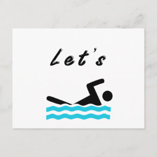 Lass uns schwimmen gehen postkarte