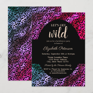 Lass uns Wild werden Gold Leoparden Druck Lila Einladung