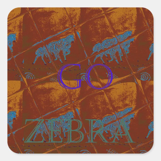 Lass uns Zebra Safari Art Print/Graphic gehen Quadratischer Aufkleber (Vorderseite)